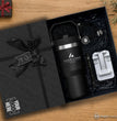 Company New Hire Corporate Gift Set, 20 oz Ice Flow Tumbler, Adjustable Phone Stand, Light Up Charging Cable, Company Logo Employee Gift Box