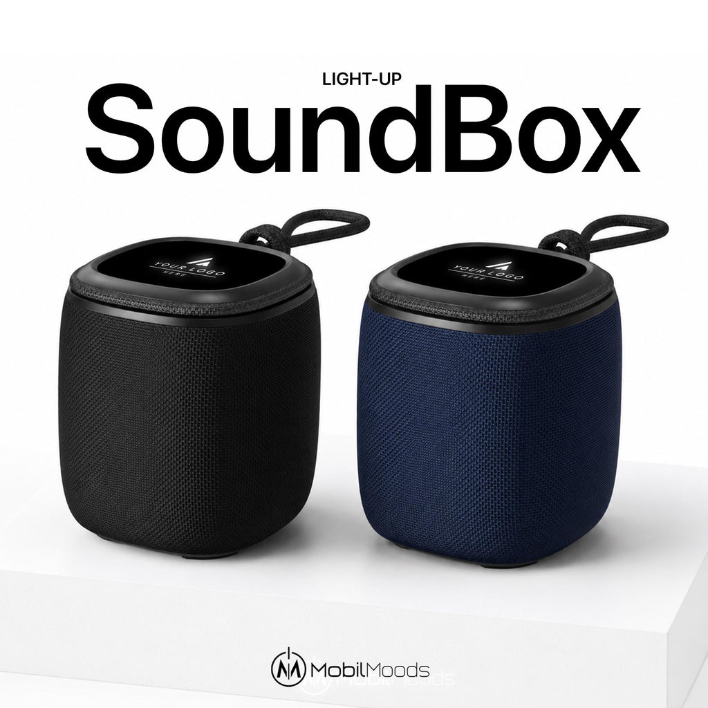 Branded Corporate Gift Box, 24 oz Double Wall Water Bottle, Bluetooth 5.4 Light Up Speaker, Charging Cord, Company Logo Employee Gift Set