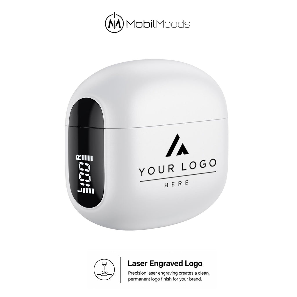 Premium Corporate Gift Box, 20 oz Ice Flow Tumbler, ANC Wireless Earbuds with Clear Sound, Light Up Cable, Company Logo Employee Gift Set