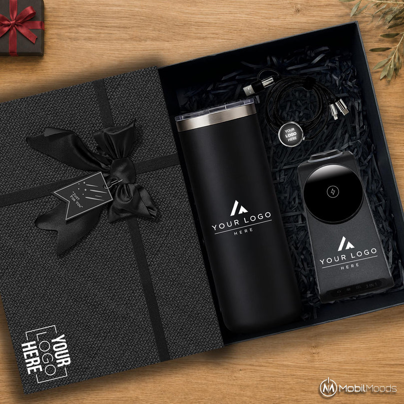 Employee Appreciation Gift Box, 16 oz Insulated Tumbler, 3 in 1 MagSafe Wireless Charger, Stylus Pen, Light Up Cable, Corporate Gift Set
